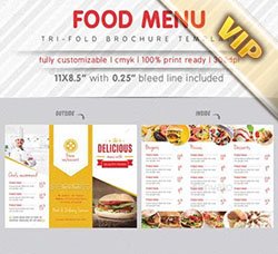 菜谱菜单三折页模板：Food Menu Tri Fold Brochure